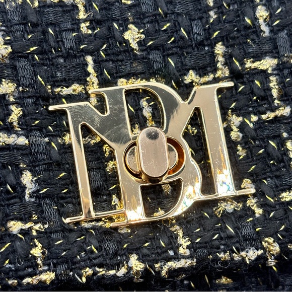 Badgley Mischka Bouclé Tweed Crossbody Bag Vegan leather Black  NEW - Picture 9 of 12